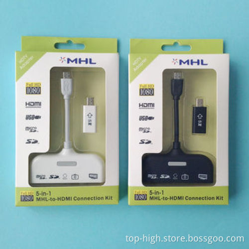 2014 hot selling product MHL to HDMI card reader, 5-in-1 for smartphone
